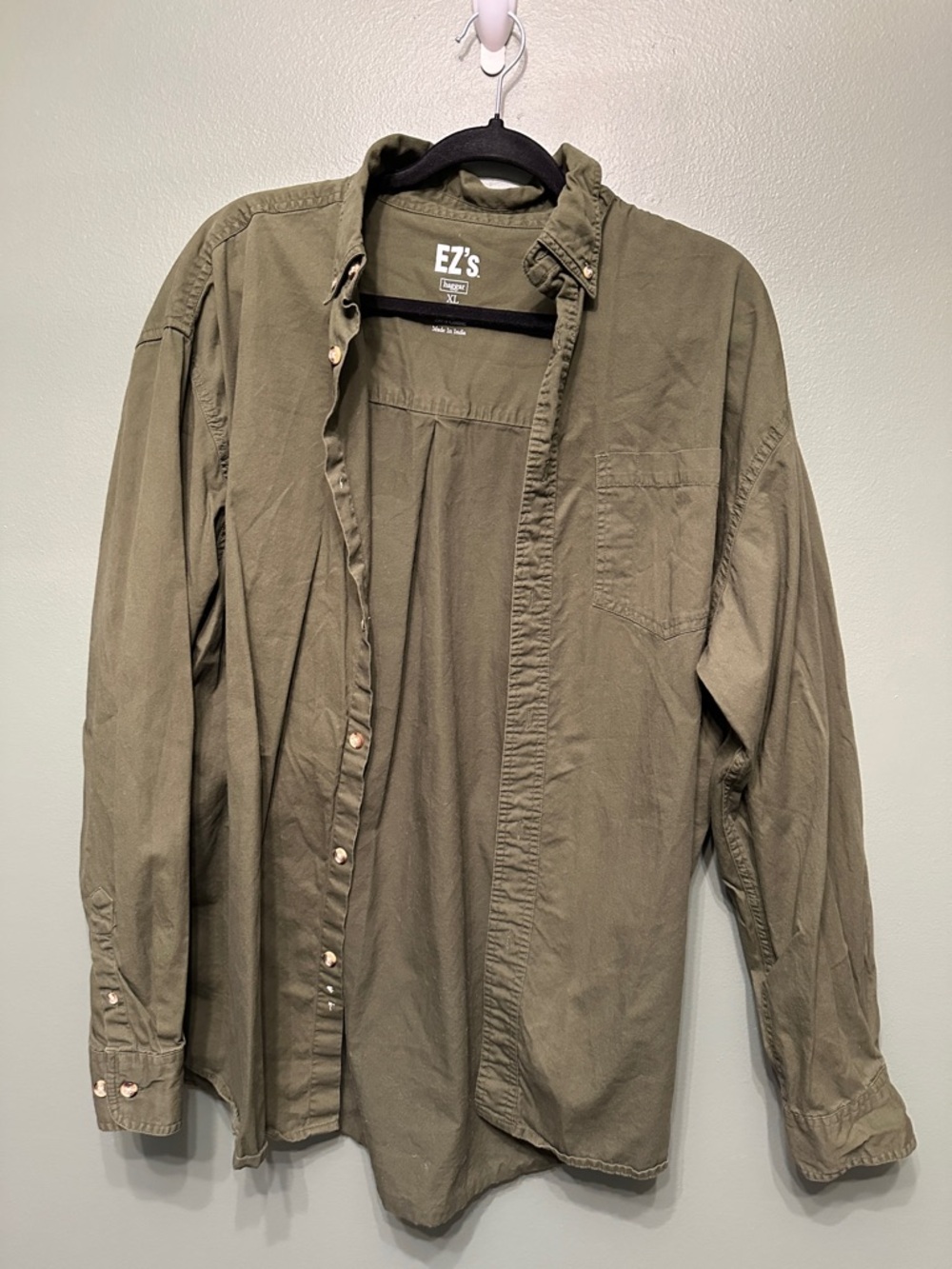 Haggar Olive Green EZ's Sueded Cotton Shirt